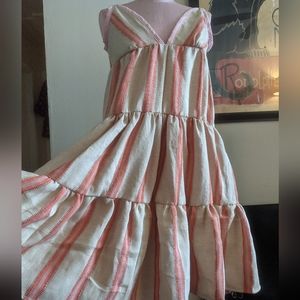 Priscilla Tiered Ruffle Dress in Linen Stripes